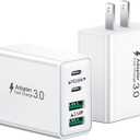 USB C Charger Block, 2Pack 40W 4-Port Type C Fast Charging Block Dual PD Power Adapter+QC Plug Double USB Wall Charger Blocks Multiple USBC Charging Cube for iPhone 16 15 14 13 12 11 Pro Max, Samsung (2-Pack White)
