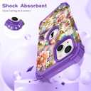 TEECOVER for iPhone 13/14 Case, Heavy-Duty Shockproof Full Protection Hard Plastic Bumper + Soft Silicone Rubber Protective Case for iPhone 13/14-6.1-Inch, Purple Butterfly
