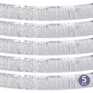 5 Pack Silver Fringe Garland - 10 Feet Metallic Tinsel Streamers - Foil Fringe Backdrop Banner for Parade Floats, Birthday Parties, Halloween & Christmas Decorations