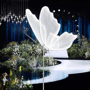 Wedding Butterfly Floor Lamp, 2024 LED Romantic Elegant Decoration Butterfly Floor lamp Decoration Props for Wedding Party Birthday Rental Business (White, 60 cm/23.6 in & 1PCS)