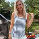 ZESICA Women's Summer Casual Striped Tank Top Sleeveless Scoop Neck Loose Fit Color Block Tops 2026 Fashion Clothes,Blue,X-Large