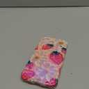 Jusy Case for iPhone 17 Pro Max, Colorful Retro Oil Painting Printed Flower Laser Blue Glossy Pattern Cute Curly Wave Phone Case Soft TPU Cover for Girly Women -Strawberry Flower