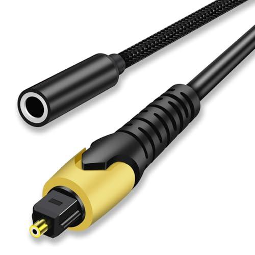 192KHz DAC Optical to 3.5mm Female Converter,Optical Audio Cable to AUX Cable Adapter,Digital to Analog Audio Converter for HDTV DVD Set-top Boxes (Unidirectional O-ptical to A UX) Aux Cable - 5FT
