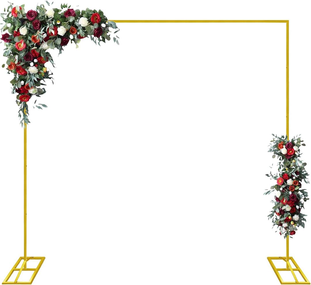6.6FTx6.6FT Wedding Arch Backdrop Stand Square Metal Rectangular Arch Frame Balloon Arch Stand for Wedding Birthday Party Baby Shower Bridal Shower Photography Decoration（Gold）