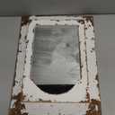 Farmhouse Small Arched Mirrors for Wall Decor Living Room 16 X 12 Inch, Hanging Distressed Rectangular Carved Wood Frame Entryway Mirror, Handmade Antique Bathroom Mirrors for Over Sink