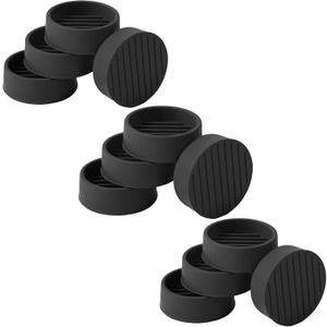 1.5x1.5 Round Rubber Furniture Caster Cups, Anti-Sliding Furniture Pads Bed Stopper Floor Protectors with Grip - Protect Any Flooring (12 Pcs Black)