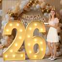Mixifox 4FT Marquee Numbers 26, Large Light up Number 26 for Birthday Party Supplies, Sign, Backdrop, Happy 26th Birthday Decorations for 26 Years Old Women Men