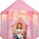 Orian Princess Tent for Kids, Toddler & Kids Pink Play Tent Indoor & Outdoor Princess Castle Fort for Girls and Toddlers Ages 2-7, 55x53, LED Star Lights, Childrens Toys and Gifts for Girls