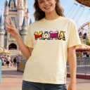 Funny Mama Shirt Women Checkered Mom Tshirts Motherhood Letter Print Tee Short Sleeve Top (Beige, M)