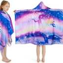 Mermaid Hooded Towel, Oversized 50" L x 30" W for Ages 3 to 12 Kids, Mermaid Theme -1Pack