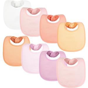 Tiny Twinkle Baby Feeding Bibs 8 Pack - Waterproof and Absorbent Infant Drool and Feeding Baby Bibs (Girl Pastel)