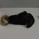 HOOJIH Hat Wig, Hat with Hair Attached Wavy Curly Black Knitted Beanie Wig with Faux Fur Pom 12 Inch Synthetic Hairpiece for Women - Black Brown