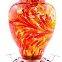 WOSIBO Hummingbird Feeder for Outdoors Patio Large 32 Ounces Colorful Hand Blown Glass Hummingbird Feeder with Ant Moat Hanging Hook, Rope, Brush and Service Card (RED)