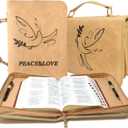 Bible Covers for Men, TSWONKS Bible Cover with Zipper Mens Bible Case Bible Cover Case with Handle Strap for Girls Men Women Christian Aullt Brown