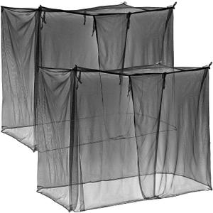 Mindsoft 2 Pcs 4 Corners Mosquito Net for Bed Canopies Netting Bed Drapes Mesh for Twin Full Queen King Size Camping Home Outdoor Travel Dormitory (Black,L75 X W35 X H60 Inch)