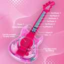Guitar and Microphone Play Set for Girls,Karaoke Machine with Music&Light,Microphone Toys with Stand,Adjustable Height Guitar Toys for Kids,Toddlers,Child(Red)