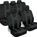 BDK carXS Charcoal Gray Two-Tone Car Seat Covers with Matching Back Seat Cover, Made to Fit Most Auto Truck Van SUV, Interior Car Accessories Full Set