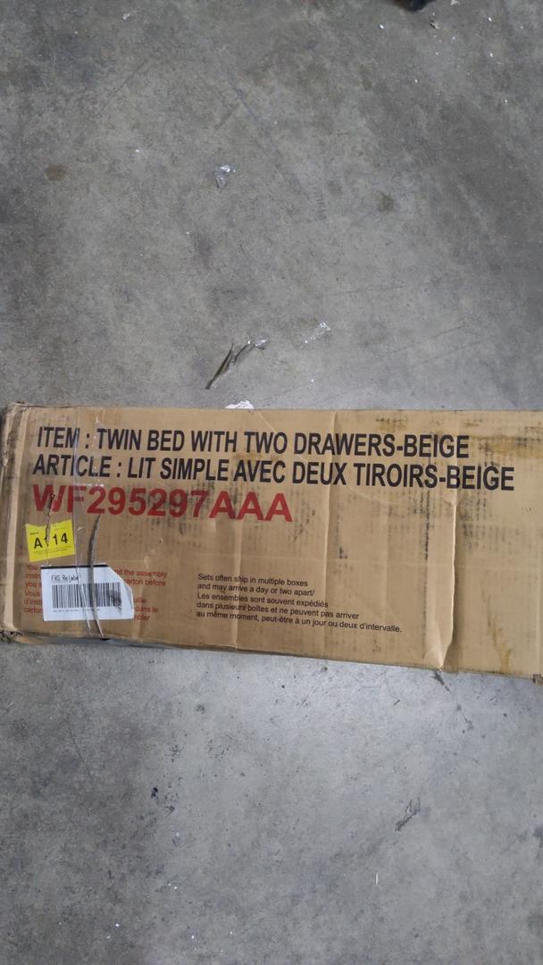 Twin Bed with Two Drawers Beige