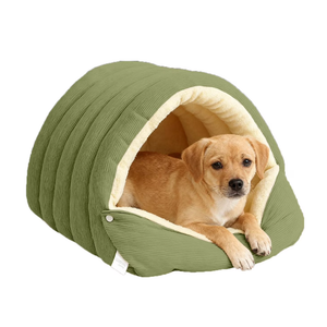 Cozy Monster Cat Bed Warm Enclosed Cat Bed Cave with Hooded Cover – Washable Cozy Plush Cats Tent for Indoor Cats & Small Dogs, Calming Winter Pet Nest(Green,L：22.4 * 14.6 * 11 in)