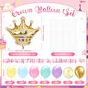 Seematn 2 Set Princess Balloon Stand Kits Pastel Gold Crown Balloons Sticks Holder with Base, Princess Birthday Party Table Centerpiece Kit for Woman Queen Wedding Baby Shower Fairy Tale Decoration