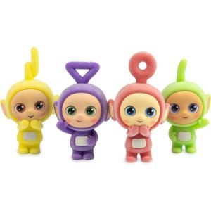 Teletubbies 4-Pack Set with Tinky Winky, Dipsy, Laa-Laa, Po 2.5-inch Flocked Cheebee Collectible Figures