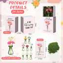 Wonderjune 12 Sets Mini Thank You Gifts Bulk for Women Positive Mini Flowers with Bud Vases Desk Decor Back to School Student Gifts Small Box Breathing Employee Appreciation for Staff (Green)