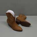 DREAM PAIRS Women's Cowboy Cowgirl Boots Embroidered Stitched Short Western Boots Low Chunky Heel Pointed Toe Ankle Booties (6, Tan)