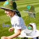 Kids Sun Hat with Neck Flap, Convertible Dinosaur Bucket Hat for Beach (Green)