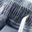 JMIERR Men's Elastic Waist Cargo Jeans Stretch Denim Pants with Drawstring Relaxed Fit for Casual Daily Wear (Blue) 40