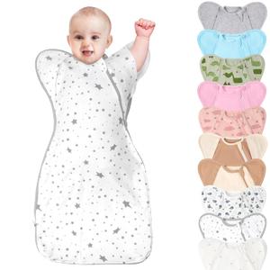 3-Way Wearable Swaddle Blankets Sleep Sacks with Arms Up, Hands Up Sleeping Sack Easy Diaper Changing Sleeping Bag for Baby Boy Girl Newborns Transitions to Arms-Free Calms Startle Reflex (S ( 0-3 Months, 5-14 lbs )) Lucky Star
