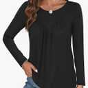 Bliwov Womens Long Sleeve T Shirts Fall Fashion Outfits Casual Blouses Loose Fit Tops Crew Neck Ruched Tunic Trendy Clothes