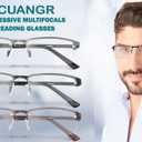 Bifocal Reading Glasses Men, No Line Progressive MultiFocus Clear Top Readers, Wide Transition Multifocal Eyeglasses