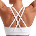 POSHDIVAH Women's Mid-Impact Sports Bra with Removable Padding - Criss Cross Back for Yoga, Running & Gym Workouts (Medium, White)