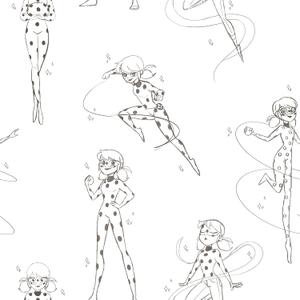 RoomMates Miraculous Ladybug Sketch Charcoal Peel and Stick Wallpaper, RMWS1305 (White)