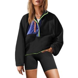 Yanekop Womens Fuzzy Fleece Pullover Sherpa Sweatshirt Long Sleeve Button Down Sweater Winter Fleece Jacket with Pockets (Small, Black Blue) Yanekop Womens Fuzzy Fleece Pullover Sherpa Sweatshirt Long Sleeve Button Down Sweater Winter Fleece Jacket with Pockets (Small, Black Blue)