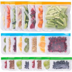 GREENZLA Eco-Friendly Reusable Freezer Bags, 24-Pack Extra Thick and Leakproof Resealable Gallon Bags for Safe Food Storage, Marinating, Snacks, and Meal Prep, Reusable, Non-Toxic, and Freezer Safety (Colorful)