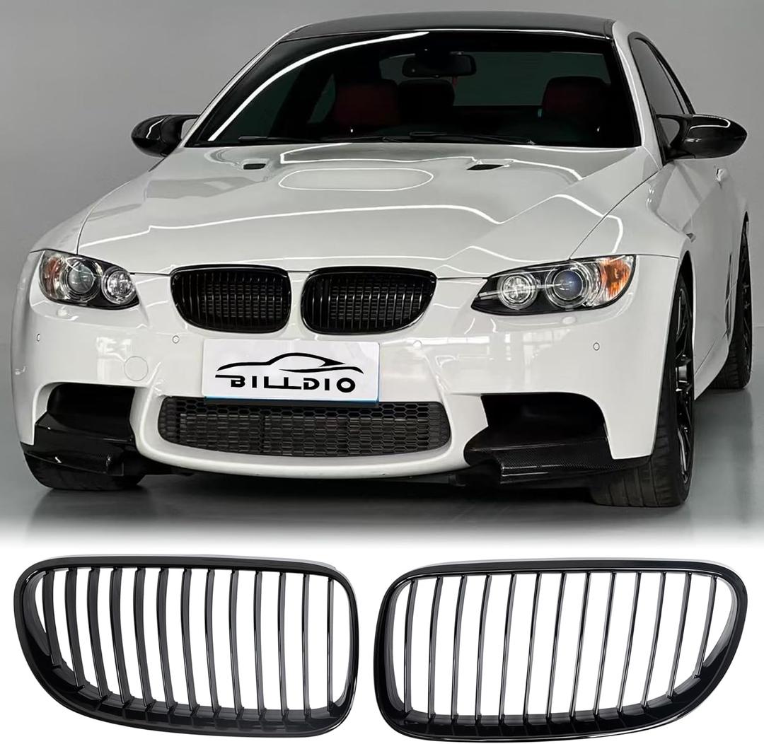 E92 Grille - Black Kidney Single slats Grill Compatible With 2010 2011 2012 2013 BMW E92 E93 LCI Coupe 320i 328i 335i,ABS Gloss Black Kidney Grill
