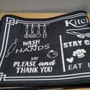 Black and White Kitchen Rugs,Non Skid Washable Microfiber mats for Kitchen Floor,Kitchen Rules Theme Cushioned Runner Rug Decor 17x30 small rug, 17x47 big rug