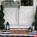 NEEDOMO Bronze Metal Lanterns Decorative Outdoor & Indoor, Set of 4 (17" & 10") with Glass, Candle Holder for Porch, Patio, Garden, Balcony, Wedding, Table Centerpiece Decorations