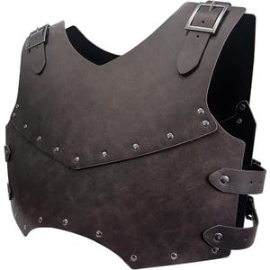 HiiFeuer Medieval Faux Leather Chest Armor, Retro Mercenary Knight Archer Body Armor, Adjustable Vest Armour for Ren Faire