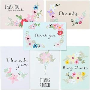 BEST PAPER GREETINGS 72 Pack Thank You Postcards, Floral Note Cards for Wedding, Bridal Shower, Baby Shower, 4x6 in
