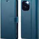 Compatible with iPhone 16 Pro 6.3" Wallet Case with RFID Blocking Credit Card Holder, PU Leather Folio Flip Kickstand Protective Shockproof Cover Women Men for Apple 16 pro Phone Case (Blue)