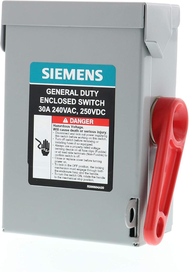 Siemens GNF321A 30-Amp, 3-Pole, 240V General Duty Compact Series Safety Switch, Non-Fusible, Indoor