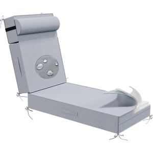 Outdoor Olefin Chaise Lounge Cushions with Pillow, 80"x 26"x5" Water Resistant and Fade Resistant Patio Furniture Lounge Chair Pads with Straps Ideal for Patio, Lawn, Garden, Light Gray