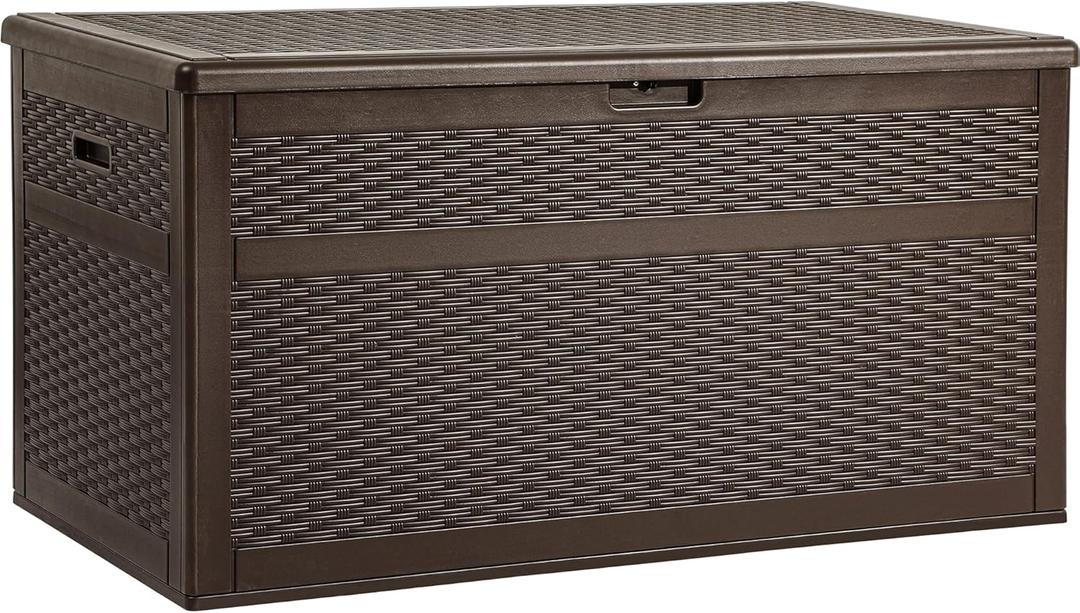 YITAHOME 230 Gallon Double-Wall Deck Box with Divider & Side Handles, Outdoor Large Storage for Patio Furniture Cushions, Garden Pool Accessories, Water Resistant & Lockable