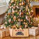 Christmas Tree Collar, Wood Tree Collar for Artificial Trees, Holiday Tree Skirt Accessory for Home, Natural Wood Rustic Farmhouse Xmas Tree Collar 23in (Light Brown)