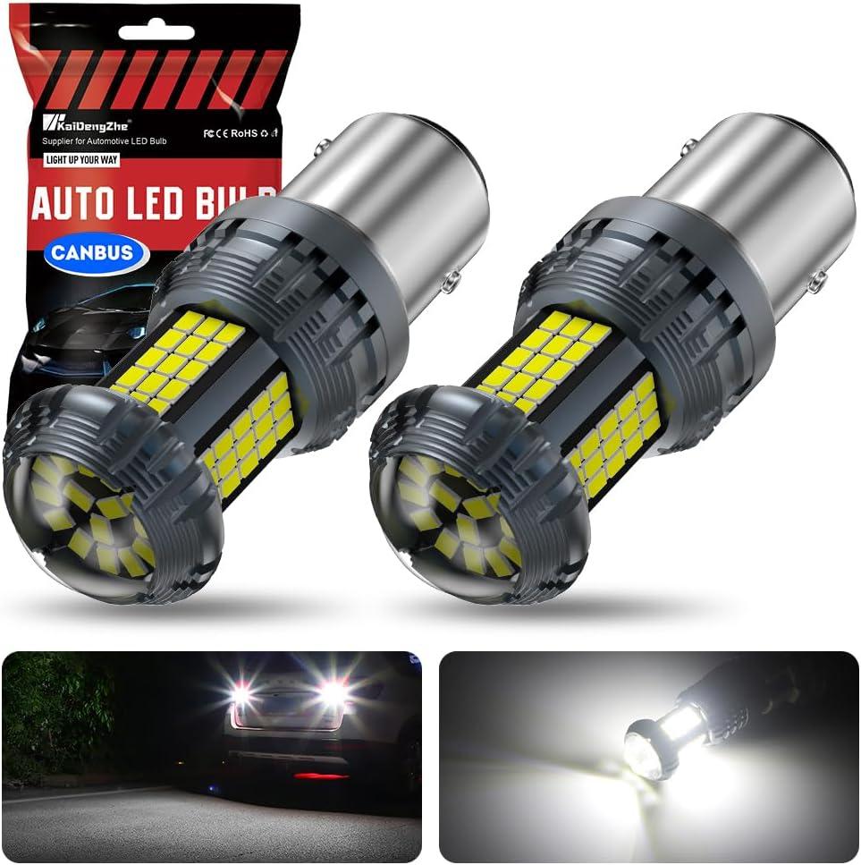 KaiDengZhe 1157 BAY15D LED Bulbs, Upgrade Red P21/5W LED Built in Resistor CANBUS Error Free Anti Hyper Flash 1157 1157A LED Bulb with Projector Replacement for Brake Light Stop Light and DRL (White)