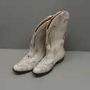 IUV Cowboy Boots For Women Mid Calf Cowgirl Boots Embroidered Pull-On Tabs Snip Toe Boot, size 8 (White)
