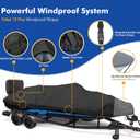 1200D Waterproof Boat Cover - Fits 20' to 22' ft Bass, V-Hull, Tri-Hull, Fish & Ski, Runabout Bowrider Boats - Heavy Duty Canvas Black