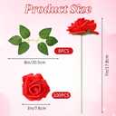100Pcs Real Touch Red Artificial Roses with Stems - 3" x 8.5" Foam Fake Flowers Bulk for DIY Wedding Bouquets, Centerpieces, Valentine's Day Gifts & Home Decor